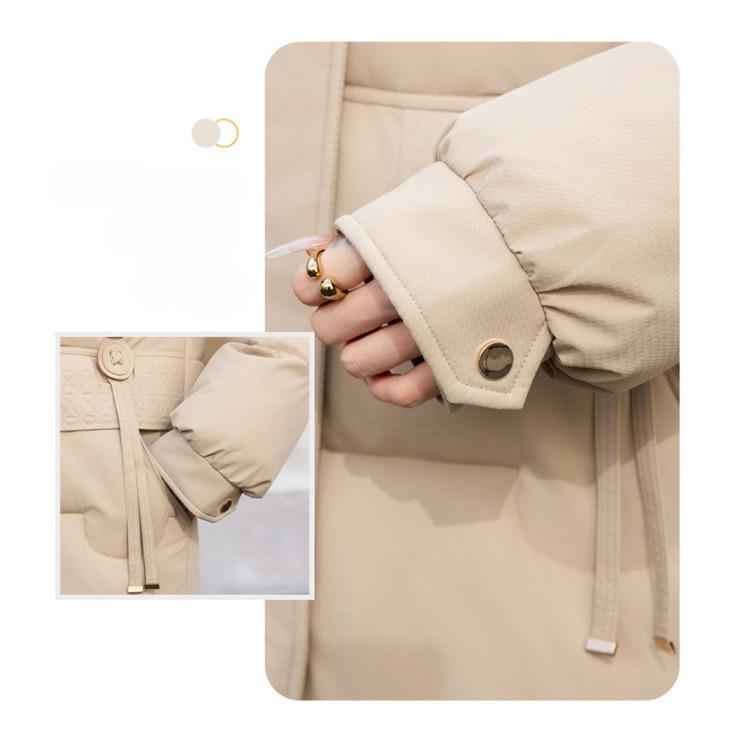 Comfortable and Fashionable Korean Style Plus Size Hooded Long Down Cotton Coat with Large Pockets