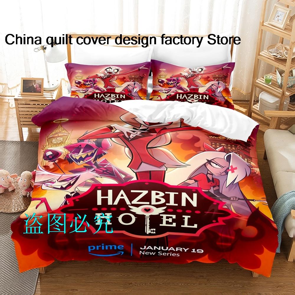 Горячий Комплект Постельного Белья Hazbin Hotels Односпальный Двуспальный Полный Королевский Размеры Размеры Комплекты Постельного Белья Взрослый Детская Спальня Комплекты Пододеяльников 3D Аниме Простыня