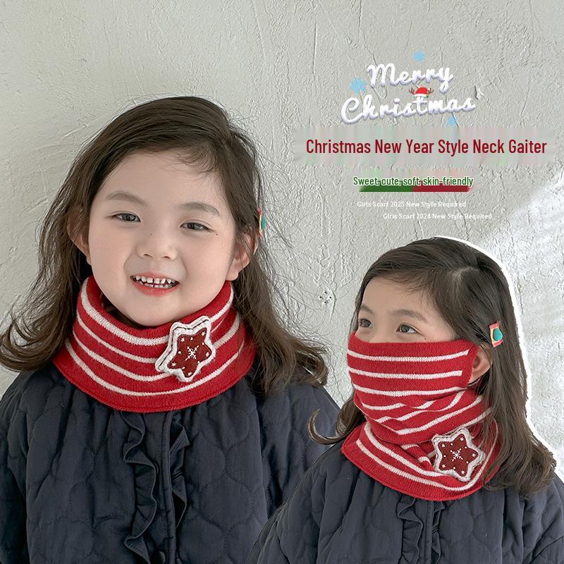 Children's 2025 Winter Red Scarf: Warm, Windproof Neck Gaiter for Girls - Cute and Protective