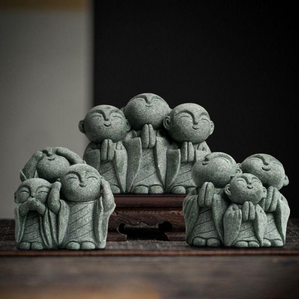 Handmade Little Monks Figurine Exquisite Zen Garden Ornament Durable Buddha Statue  Home Decor