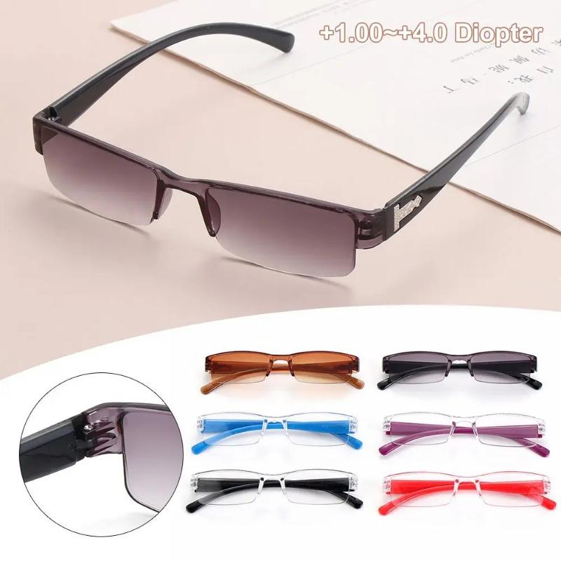 1 PC Half Frame Reading Glasses - Women/Men Older Fashion Presbyopic Eyeglasses Portable High-definition Vision Care +1.0~+4.0