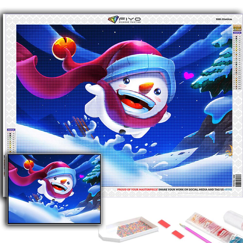 Алмазная картина Рождественская елка Санта-Снеговик Вышивка крестом Стразы Домашний декор