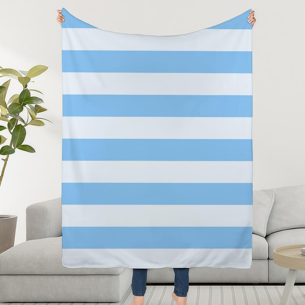 Blanket Throw Super Cosy Plush Stripes Horizontal Living Room Sofa Couch Blue Childish Birthday Gifts