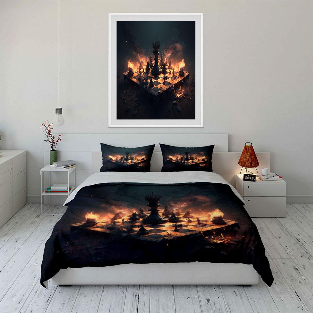 "Fiery chessboard battle." Bedding sets Duvet covers Pillowcases(1* Duvet Cover 2* Pillowcases without duvet insert)