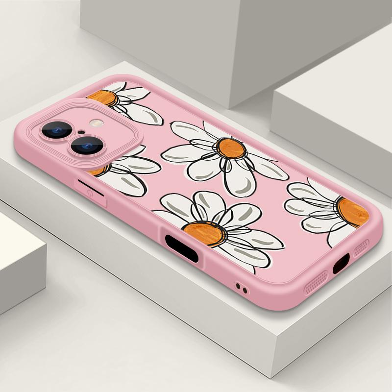 Ударопрочный чехол с цветочным узором для iPhone 16 Pro Max 15 14 Pro 13 12 11 XS XR 8 7 силиконовый матовый противоударный мягкий бампер из ТПУ