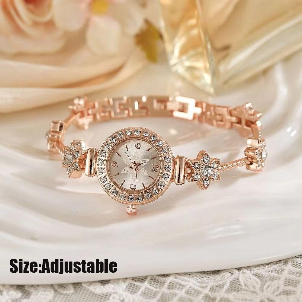 Round Dial Women Quartz Watch Slim Strap Rhinestone Watch Rhinestone Quartz Watch  Festival Gift
