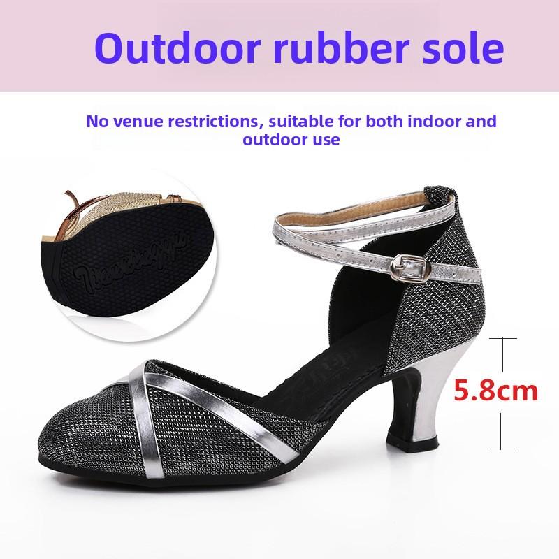Professional Latin Dancing Shoes Women Soft Rubber Sole Closed Toe Fashion Modern Tango Ballroom Party Lady Latin Dance Shoes