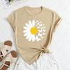Летние женские свободные повседневные футболки из чистого хлопка с принтом бабочки и маргаритки с короткими рукавами и круглым вырезом для женщин