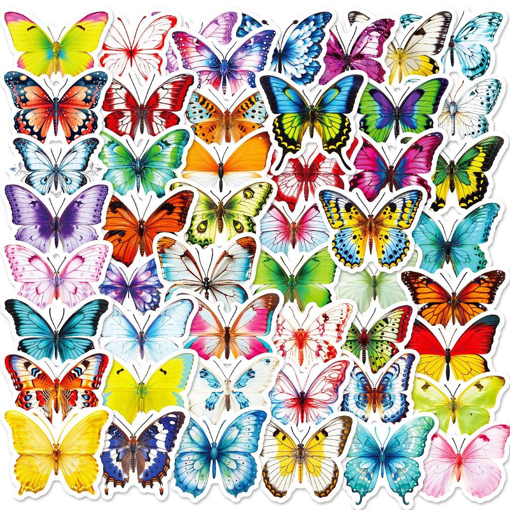 50 Pictures of Various Flower Butterfly Colorful Butterfly Graffiti Stickers Cute and Good-looking Children's Water Cup Decoration