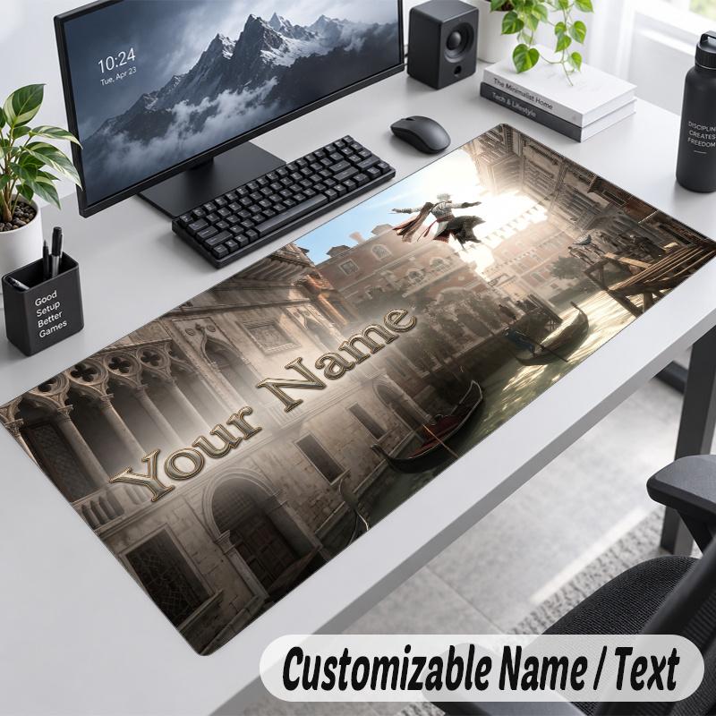 Assassin's Creed Personalized Large Mouse Pad Custom Name Text Extended Desk Mat Gaming Mousepad