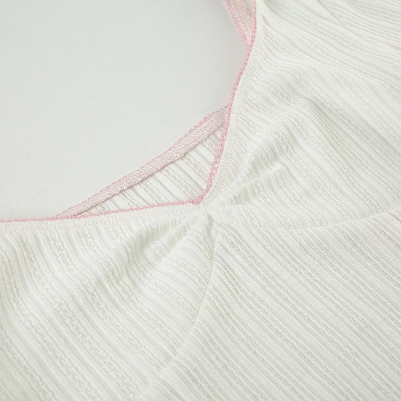 Женский текстурированный кружевной V-образный вырез, сексуальный, с оборками на груди, цветной, с тонкой талией и универсальным топом