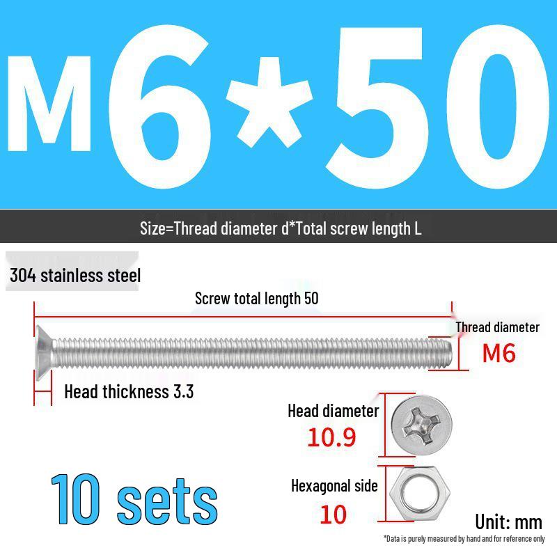 Набор Extra Long Phillips Flat Head Винтов и Гаек из Нержавеющей Стали 304 (2М, 3М, 4М)