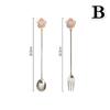 2PCS/set Cherry Blossom Spoon Fork Stainless Steel Coffee Spoons Household Kitchen Star Long Handle Dessert Cake Spooning