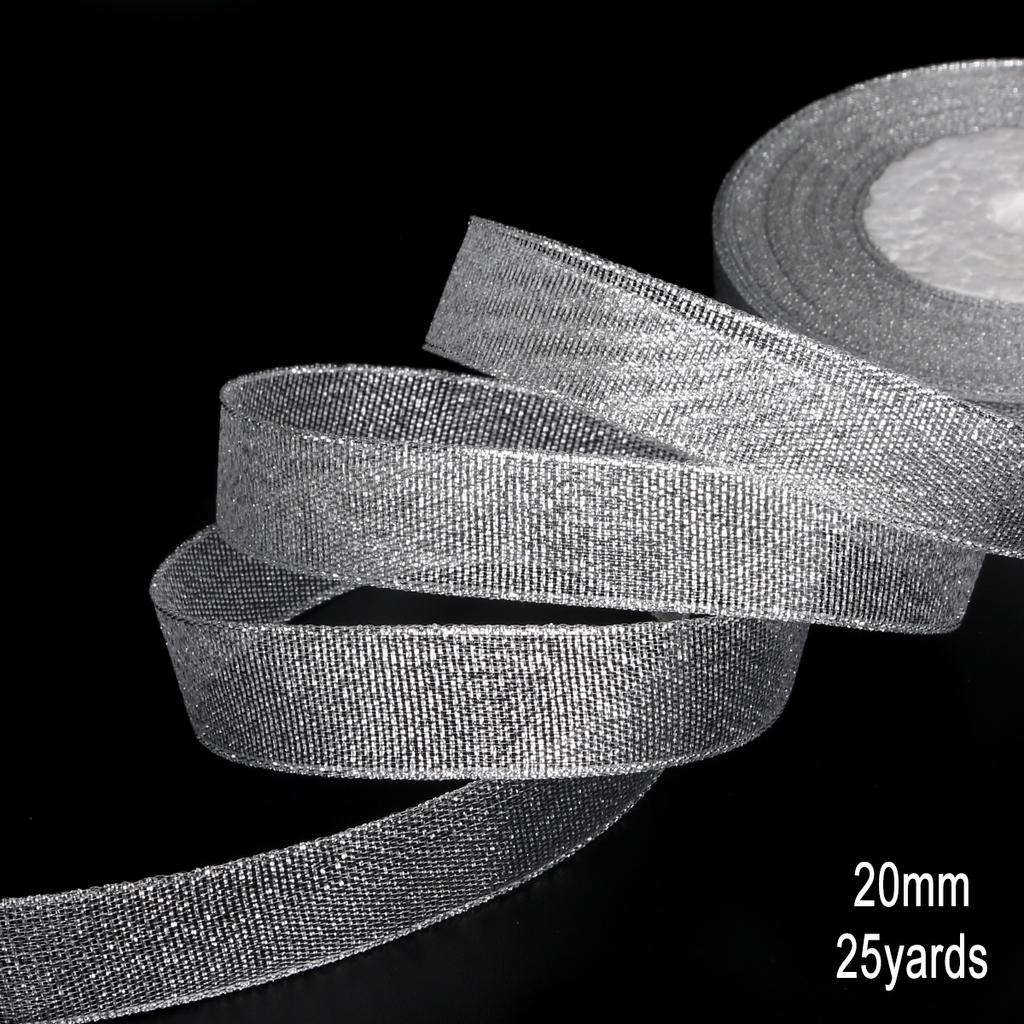 1Pcs Gold/Silver Silk Satin Organza Glitter Ribbon 7-38mm Onions Belt for Wedding Cake Gift Package