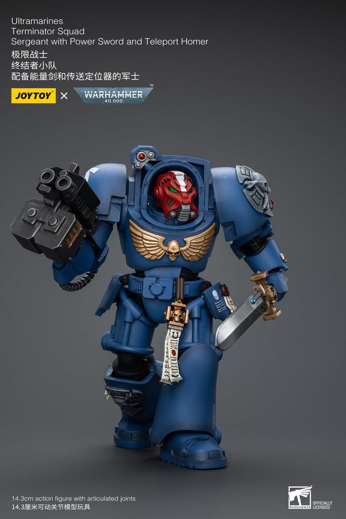 JoyToy Warhammer 40k: Ультрамариновый Сержант Терминатор с Силовым Мечом и Телепортацией Домой 1:Фигурка в масштабе 18