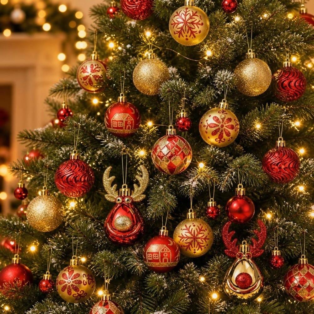 22Pcs/Set 6CM Christmas Ball Shiny Xmas Baubles Durable Christmas Pendant Decorations Storefront