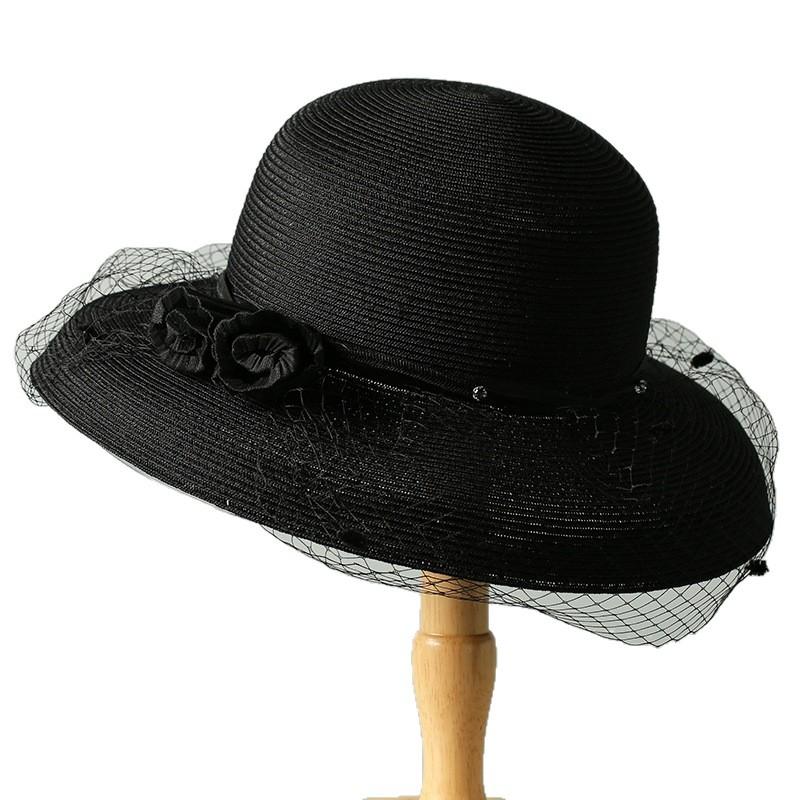 Summer women's gauze hat women's sun hat aristocratic hat women's mesh yarn curled flower top hat women's British celebrity cool hat