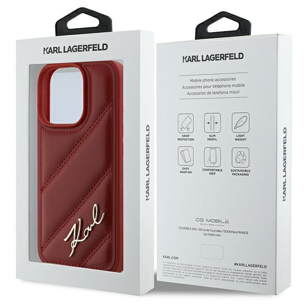 Karl Lagerfeld Klhcp16Lpqdsmgr iPhone16 Pro 6.3 Красный/Red Жесткий чехол Стеганый Signature