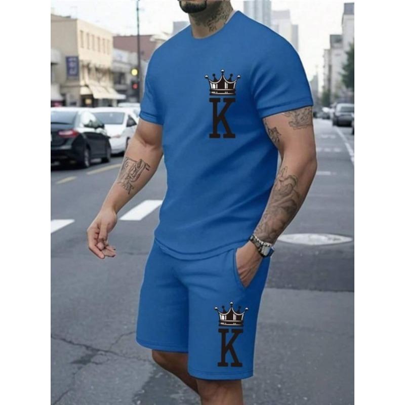 Комплект из 2 предметов уличной моды с короткими рукавами, летняя повседневная мужская футболка для спорта на открытом воздухе, мужские пляжные шорты с 3D-принтом