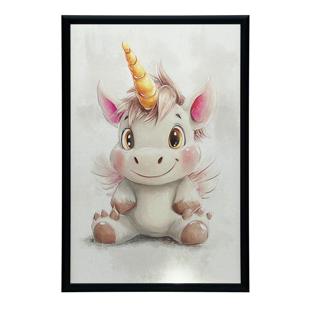 Plakat Uroczy Jednorożec W Pastelowych Kolorach Plakat Uroczy Jednorożec W Pastelowych Kolorach, 50X70 Cm, Bez Ramy, Płótno Premium Na Blejtramie