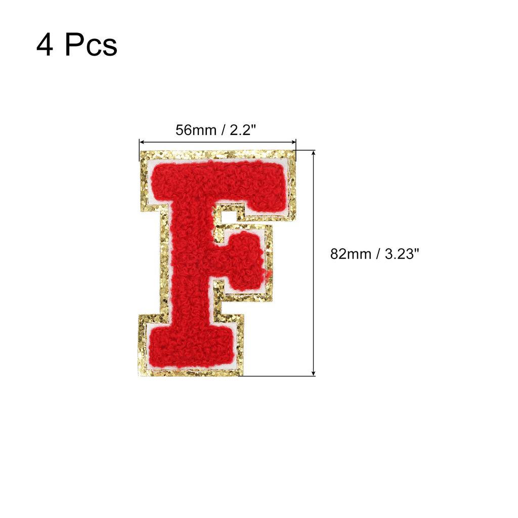 4pcs Embroidered Letter Patches Chenille Letter Patches Iron on Letter Patches Embroidery Patch Iron for Clothing Shoes Hats Red