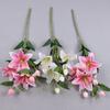Garden 6 Heads Floral Real Looking Wedding Artificial Flower Faux Lilies Bouquet Branch Fake Plant
