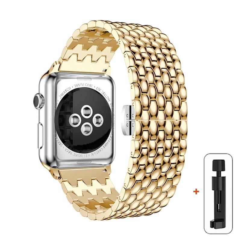 Классический металлический ремешок для Apple Watch 6 7 8 5 4 Se 44 мм 45 мм 41 мм 40 мм 38 мм 42 мм Ремешок-браслет для Iwatch Ultra 2 49 мм Ремешок с узором дракона