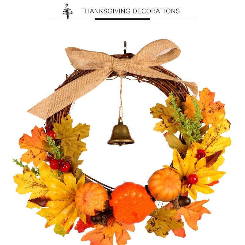 Thanksgiving Autumn Garland Harvest Festival Bell Maple Leaf Pumpkin Door Window Christmas Decoratio