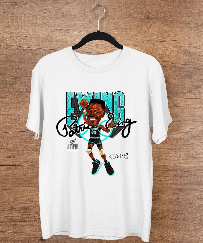 Men's and Women's T-shirts Patrick Ewing Caricature Men White Short Sleeve All Size S to 5XL