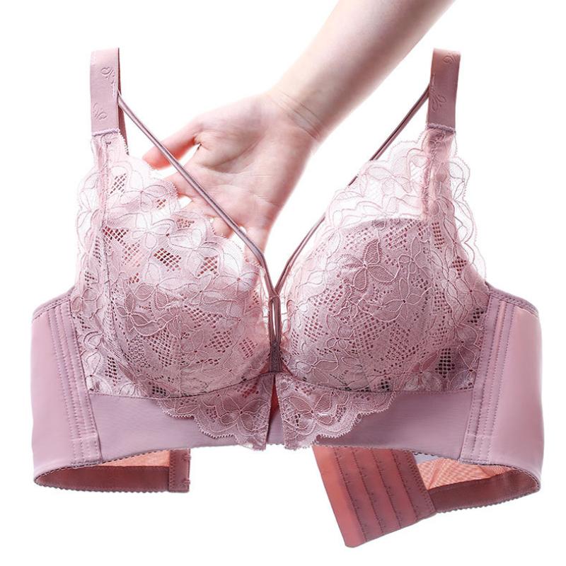 New Large Size Thin Full Cup Underwear Women's No Steel Ring Gathered Adjustable Bra Sexy Lace Collection Bra