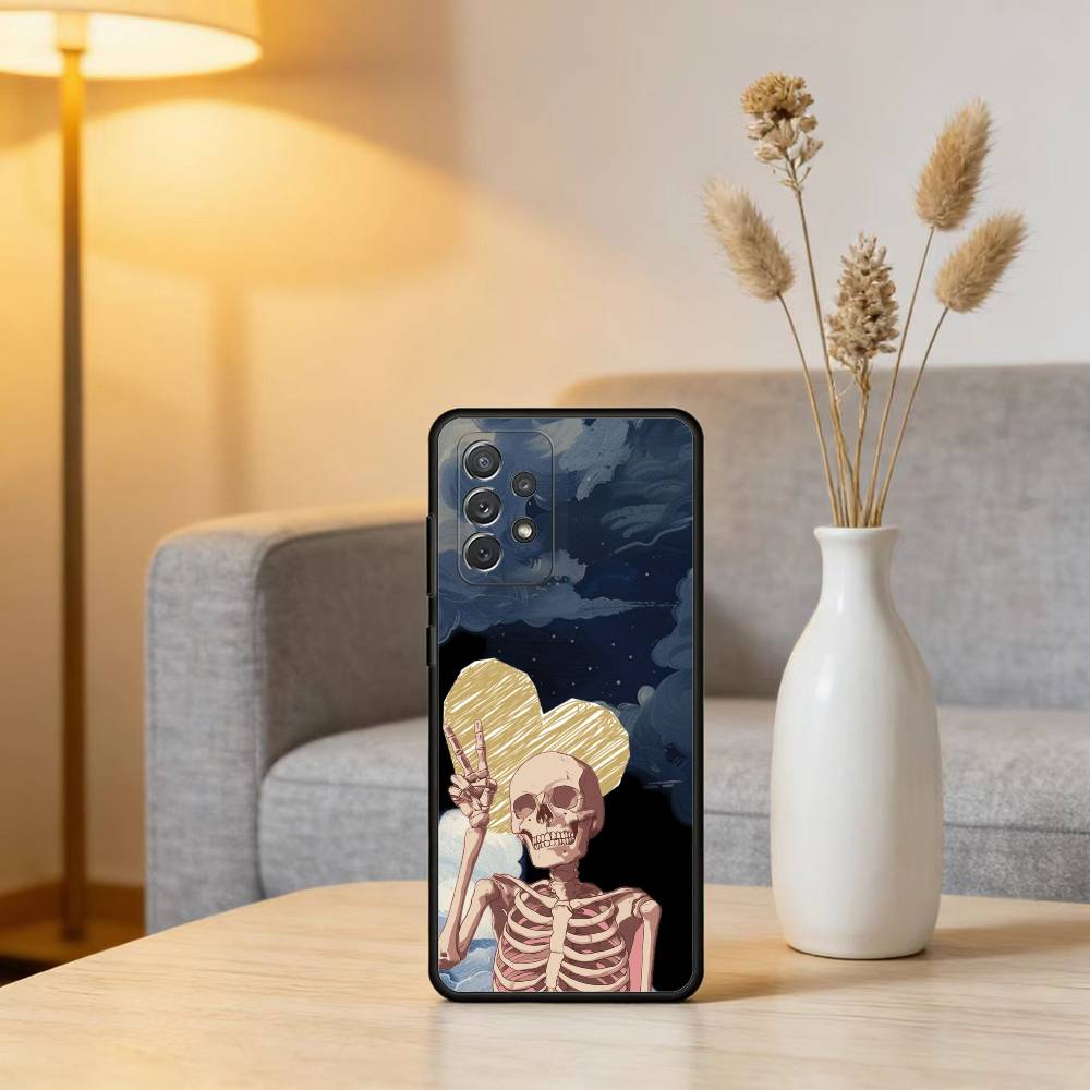 COOL S-Skeleton-ON Phone Case For Samsung Galaxy A73,A72,A71,A70,A53,A52,A51,Soft Silicone Black Cover