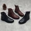 Кожаные ботинки, Нескользящая подошва, Ретро шнуровка, Ботильоны, Женская обувь