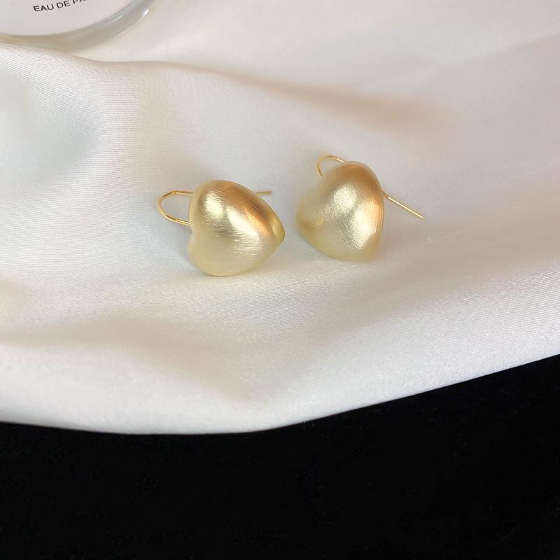 ANENJERY Серьги в форме сердца из матового золота для женщин и девочек, универсальные, изысканные, сладкие, темпераментные, вечерние, ювелирные изделия, подарки