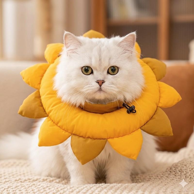 Soft Cartoon Elizabeth Collar Cats Dogs Anti-Lick Anti-Scratch Pet Recovery Cone Neck Cover M L XL Yellow