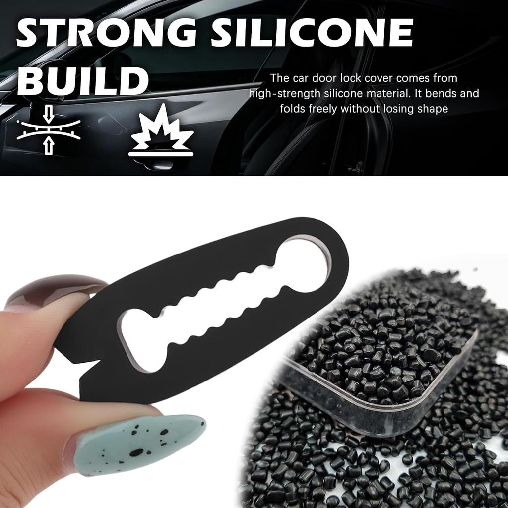 8PCS Silicone Car Door Lock Cover Pad,Tear-Resistant & Flexible Car Door Latch Covers Shock Absorber Pad with Non-Slip Toothed Design,Cars Doors Lock