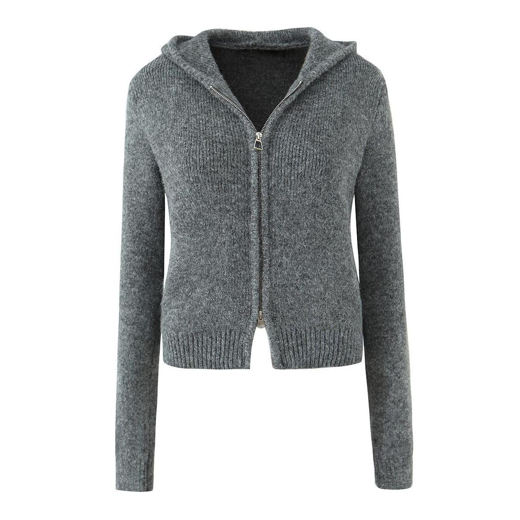 Европейско-американский осенний ретро французский кардиган с капюшоном и комплект юбки-полусолнца