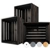 Creative Deco Lot De 3 Caisse En Bois Noir 50 X 40 X 30 Cm | Caisse Rangement Bois | Caisse En Bois Vintage | Cagette En Bois