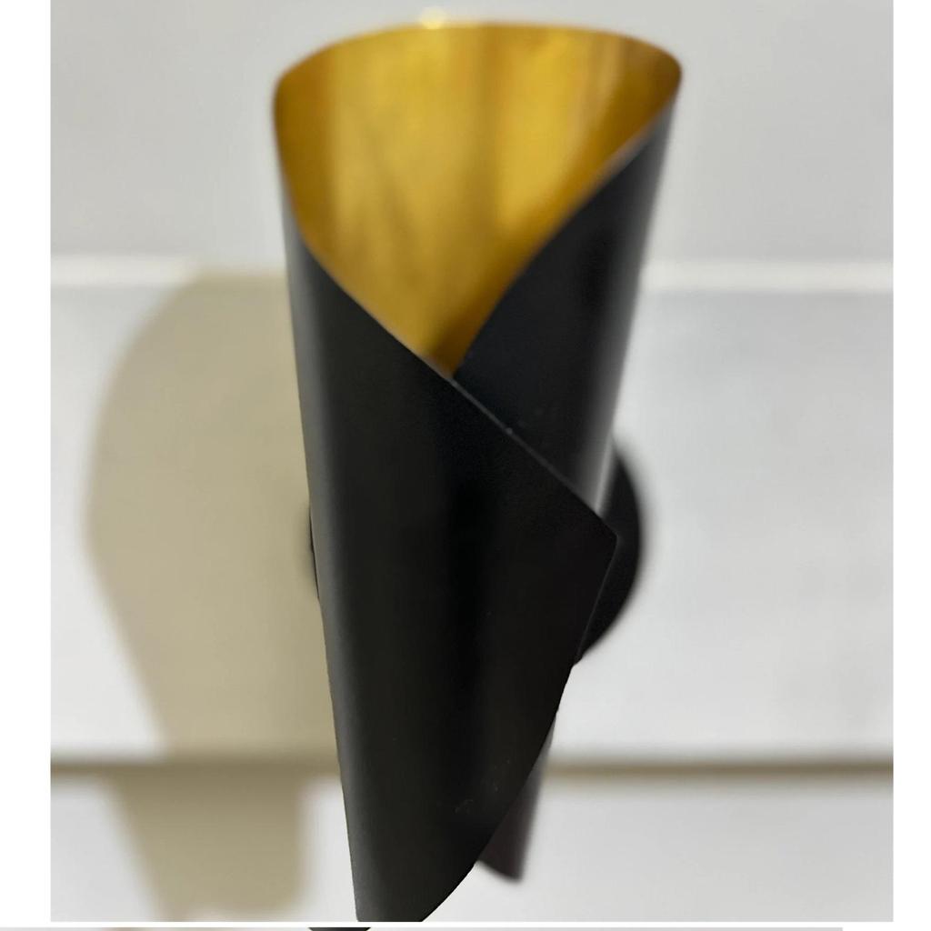 Single Shade Wall Sconce Dual Finish Minimalist Design Beautifully Hand Curved Raw Brass & Matt Black Wall Light Vintage Design