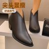 Британские ретро коричневые ботинки Мартин женские 2025 осень и зима новые на среднем каблуке с острым носком на толстом каблуке короткие ботинки и ботильоны