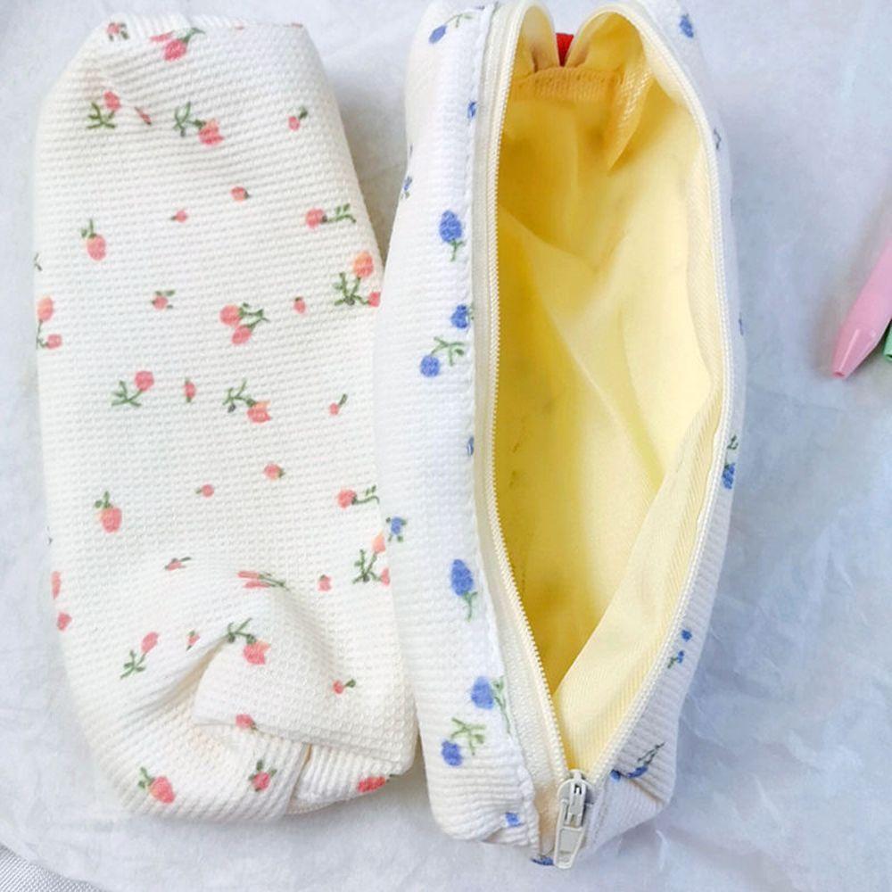 Women Makeup Bag Fresh Style Pen Box Pen Holder Small Flowers Pencil Bag Pencil Cases Storage Bags