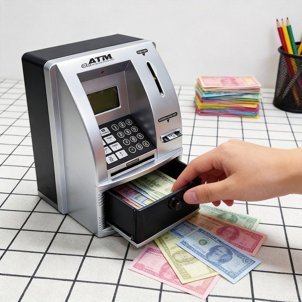 Atm Smart Voice Enabled Coin Bank With Password Security For Kids And Teens