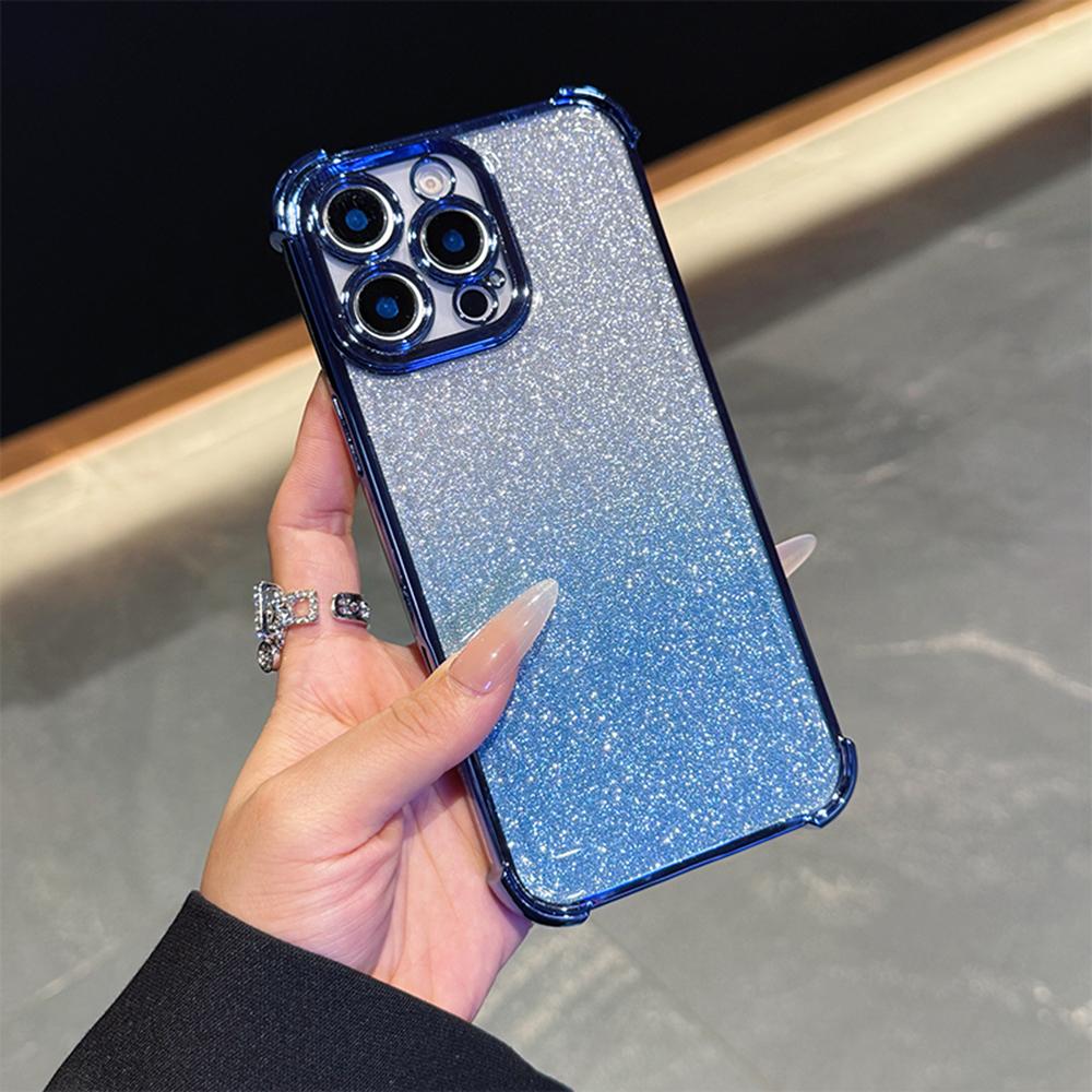 Роскошный градиентный блестящий противоударный чехол для телефона Samsung S25 Ultra iPhone 16 Pro Xiaomi Redmi Note12 itel Углы усиленные задняя крышка