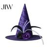 Retro Style Costume Hat Halloween Star Witch Hat, Mesh Veil Rose Feather Cone for Women, Gothic Party Headwear, Adult Cosplay Accessory Mysterious