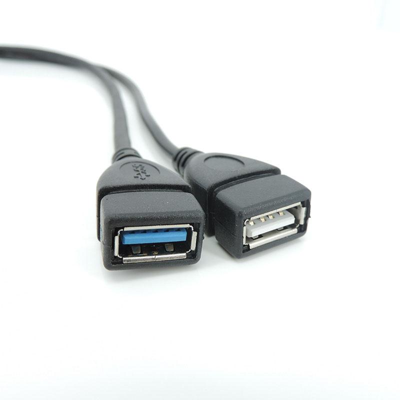 USB 3.0 A 1 штекер-2-полосный двойной USB-разъем USB-концентратор для зарядки данных Адаптер питания Y-разветвитель USB-кабель питания Шнур-удлинитель