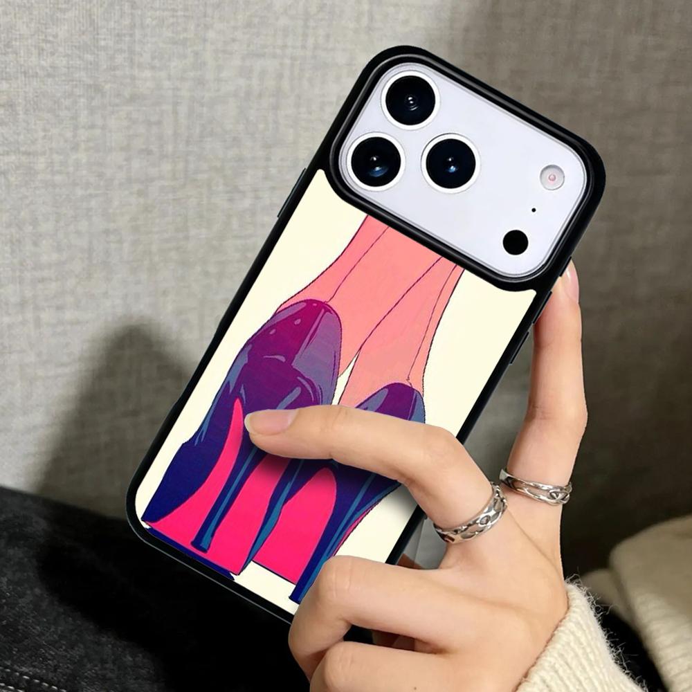 Чехол Case для iPhone 17 Air 16 Pro Max 15 Plus 11 13 Mini 14 12 Задняя крышка телефона красные туфли на высоком каблуке Милый