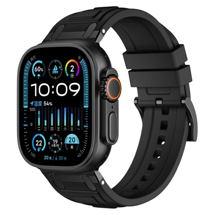 Triple-Layer Armour Silicone Sport Watch Band For Apple Watch 49mm/46mm/45mm/44mm, Adjustable Protective Replacement Wrist Strap