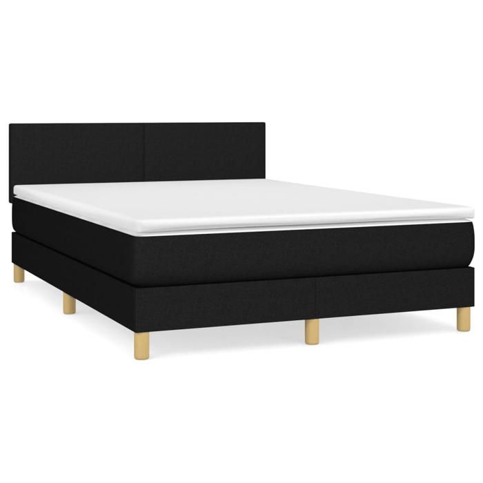 Maison Exclusive - Sommier à lattes de lit avec matelas Noir 140x200 cm Tissu