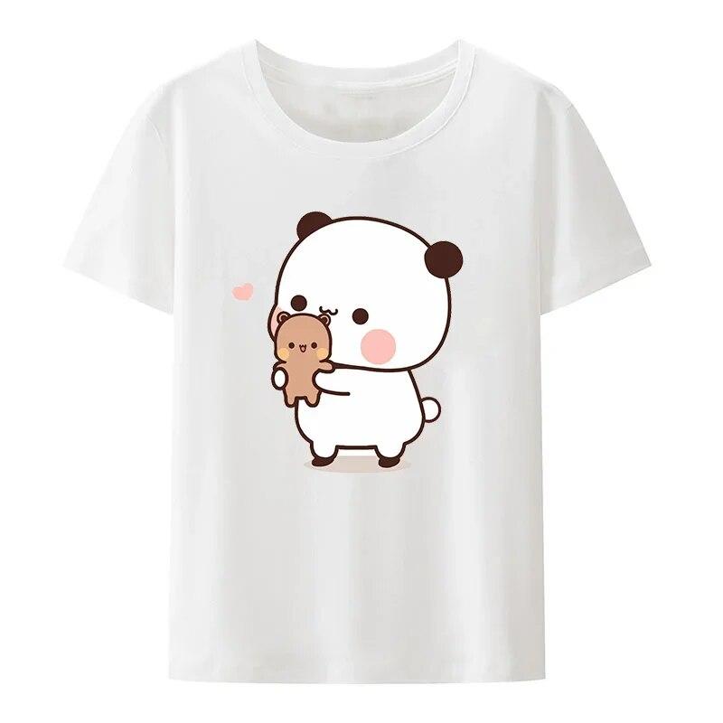Милый Бубу бросает шлепанцы в Дуду, так как он дразнит Бубу Футболки с медведем Футболка Kawaii WoУнисекс Одежда Топы унисекс Футболки с рисунком