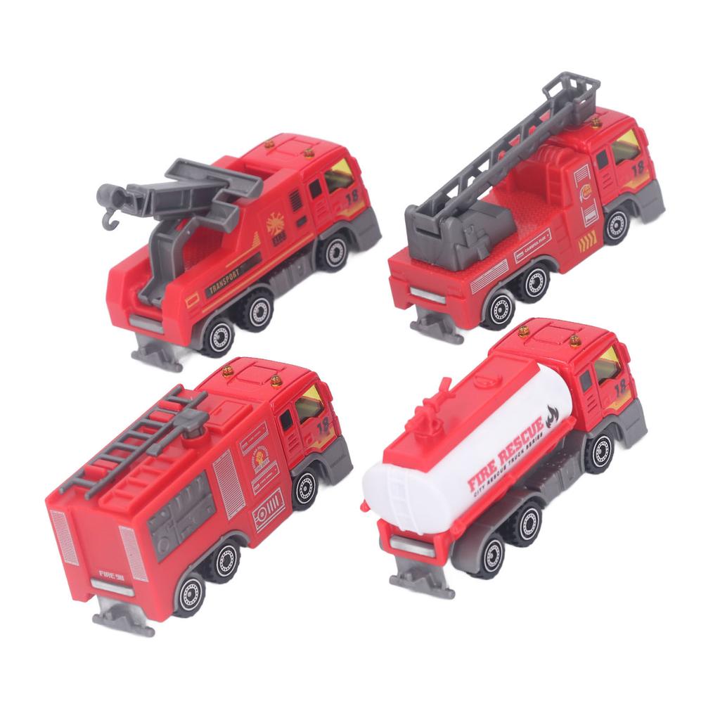 4Pcs 1: 32 Fire Truck Toy Set High Simulation Pull Back Car Toy Educational Truck Model Children