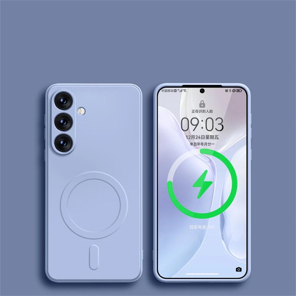 Original Liquid Silicone Magnetic Wireless Charge Case For Samsung Galaxy S24 S23 S22 S21 Ultra Plus FE Magsafe Shockproof Cover